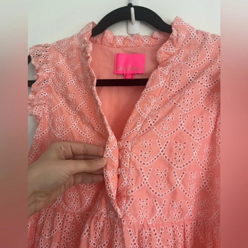 NEW Lilly Pulitzer Briela Eyelet Swing Cottagecore Dress Coral Pink Small - Picture 4 of 11
